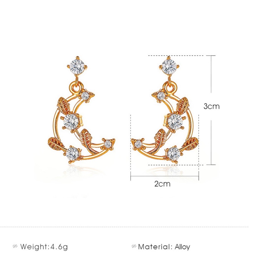 Any 2/$20! Gold/Crystal Moon/Star Dangle Earrings - Picture 7 of 9